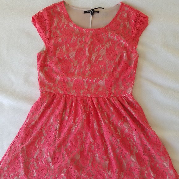SWEETRAIN L56293 PINK/ORANGE LACE MINI DRESS - Picture 7 of 16
